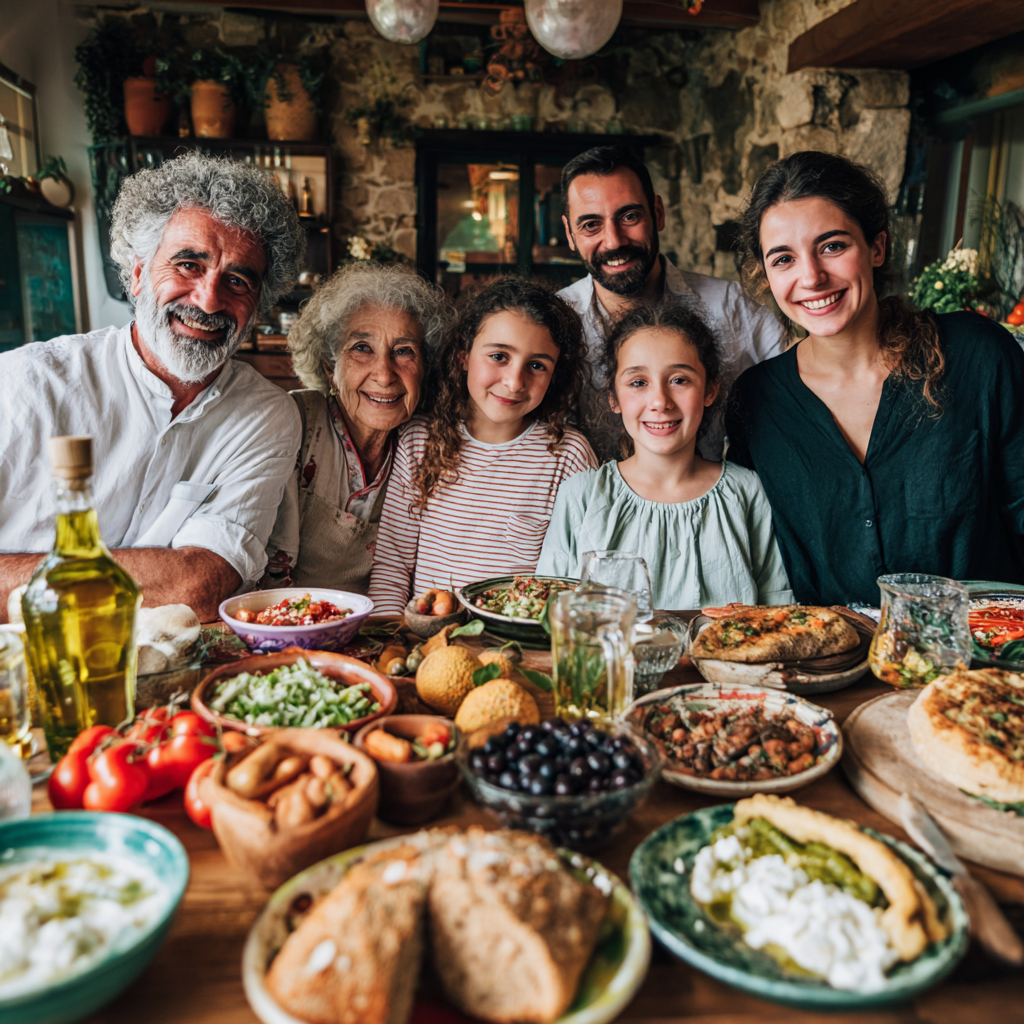 Усмихната българка на средна възраст в кухнята, подготвяща здравословна храна с пресни зеленчуци и плодове на дървена дъска